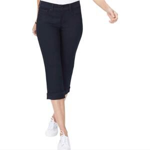 NYDJ Dark Wash Cropped Rolled Hem Studded Hem Jeans‎ Size 8